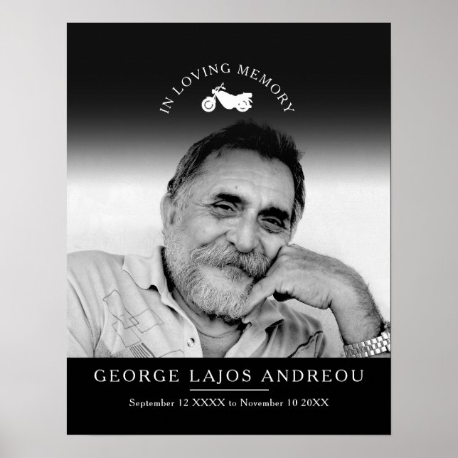 Memorial photo motorcycle funeral custom poster (Front)