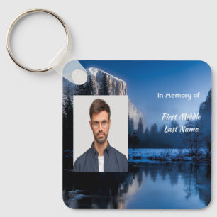 Memorial Photo Mountain Lake Winter Snow Key Ring