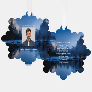 Memorial Photo Mountain Lake Winter Snow Tree Decoration Card