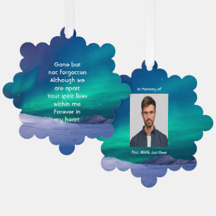 Memorial Photo Northern Lights Aurora Borealis Tree Decoration Card