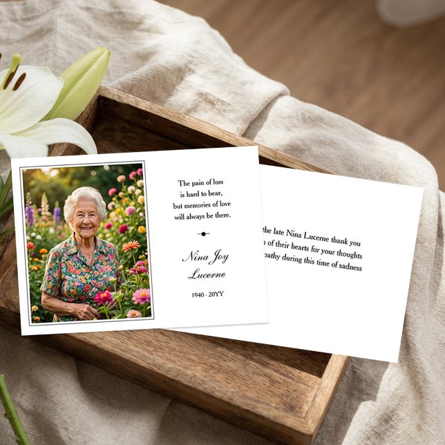 Memorial Photo Pain of Loss Simple Thank You Card (Memorial Service Thank You card with Photo)