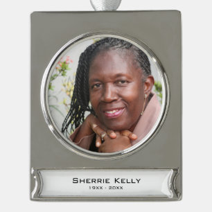 Memorial Photo Personalised Silver Plated Banner Ornament
