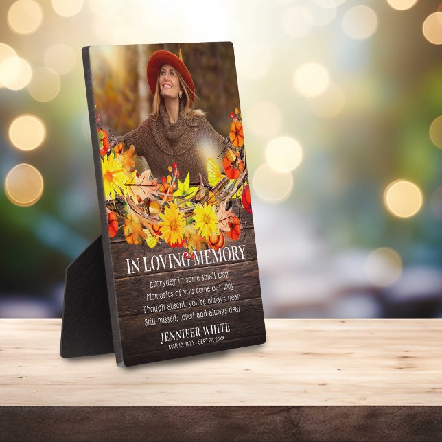 Memorial Photo Plaque | Rustic Autumn Fall (Creator Uploaded)