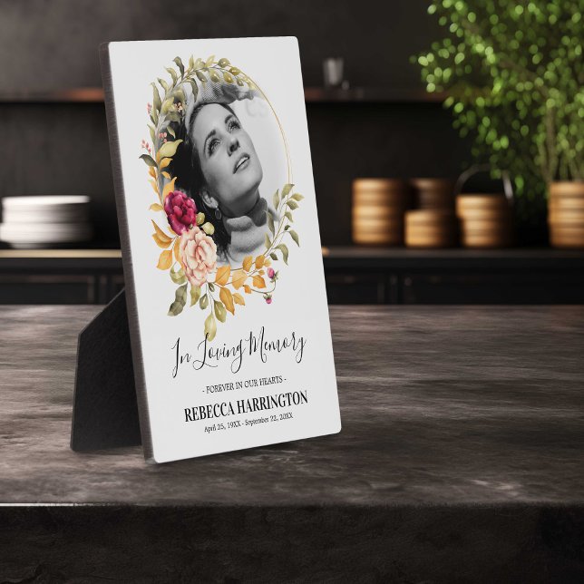 Memorial Photo Plaque  Watercolor Rose Gold Frame (Creator Uploaded)