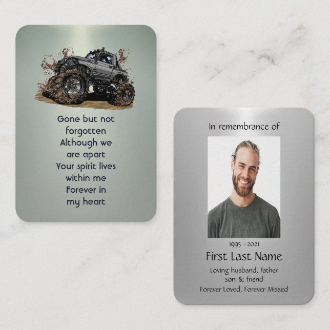 Memorial Photo Prayer 4x4Truck  Off-Road Monster B Business Card (Front/Back)
