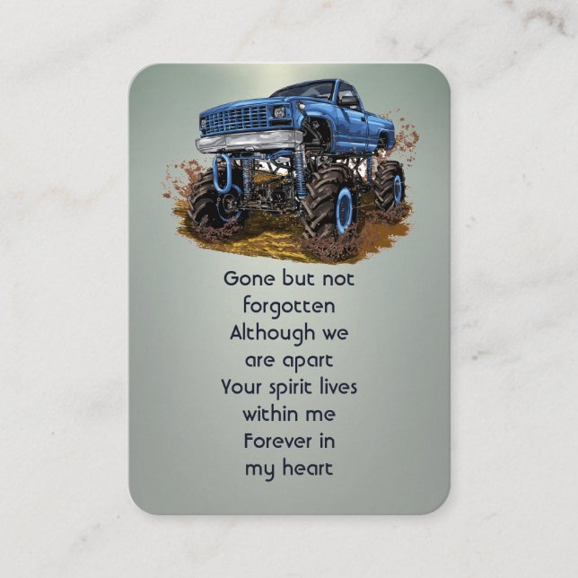 Memorial Photo Prayer 4x4Truck  Off-Road Monster Business Card (Front)