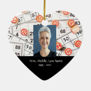 Memorial Photo Prayer Bingo Game Ceramic Tree Decoration