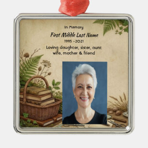 Memorial Photo Prayer Book Lover Librarian Reader Metal Tree Decoration