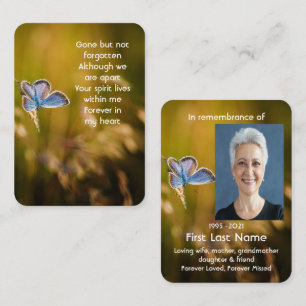 Memorial Photo Prayer Butterfly Garden Nature Business Card