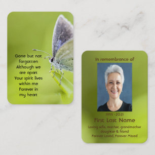 Memorial Photo Prayer Butterfly Garden Nature  Business Card