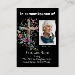 Memorial Photo Prayer Christian Cross Business Card
