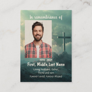 Memorial Photo Prayer Christian Cross Mountain Business Card