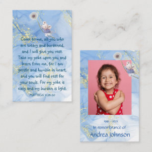 Memorial Photo Prayer Cute Little Mouse Children   Business Card