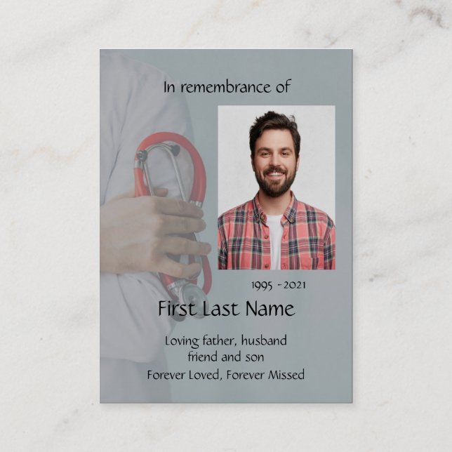 Memorial Photo Prayer Doctor Nurse Medical  Business Card (Back)