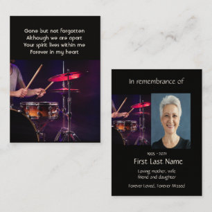 Memorial Photo Prayer Drummer Drums Band  Business Card
