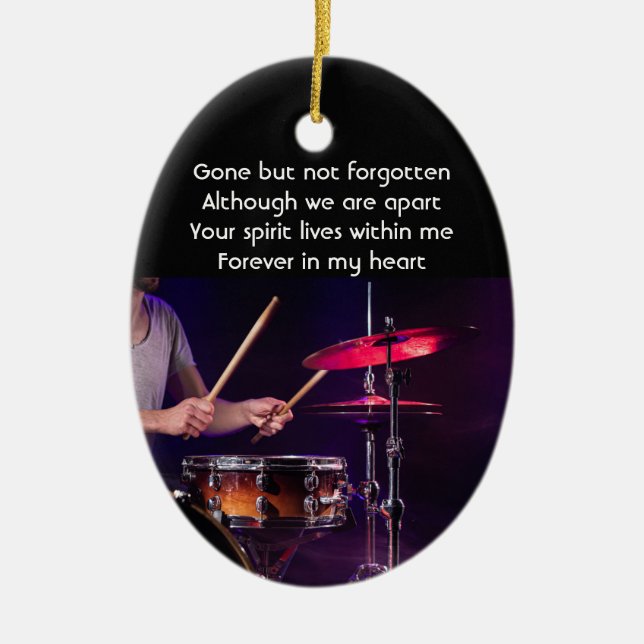 Memorial Photo Prayer Drummer Drums Band  Ceramic Tree Decoration (Front)