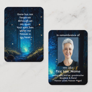 Memorial Photo Prayer Firefly Lightning Bug Night Business Card