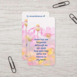 Memorial Photo Prayer Garden Flowers Business Card