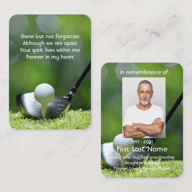Memorial Photo Prayer Golfer Golf Course Golfing Business Card (Front/Back)
