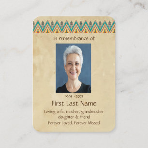 Memorial Photo Prayer Graphic Art Feathers Busines Business Card