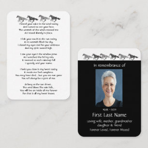 Memorial Photo Prayer Graphic Art Horses Keepsake Business Card