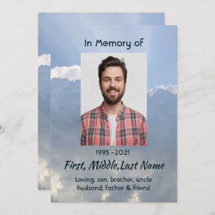 Memorial Photo Prayer Heavenly Sky Invitation