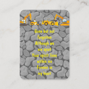 Memorial Photo Prayer Heavy Equipment Construction Business Card