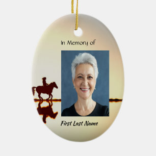 Memorial Photo Prayer Horse Back Riding Ceramic Tree Decoration