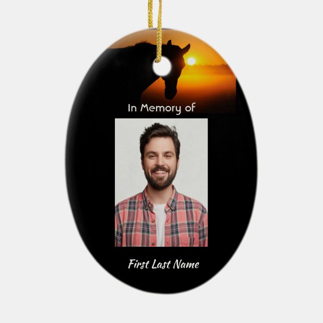  Memorial Photo Prayer Horse Western Ceramic Tree Decoration (Back)