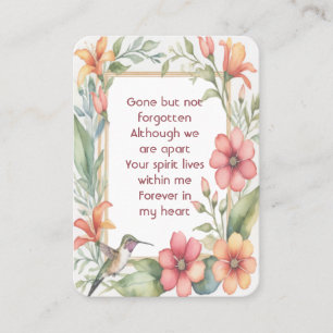 Memorial Photo Prayer Hummingbird Garden Business Card