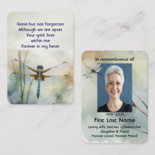 Memorial Photo Prayer Keepsake Dragonfly Business Card