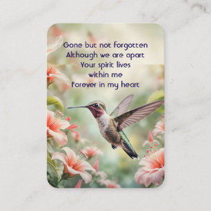 Memorial Photo Prayer Keepsake Hummingbird Business Card