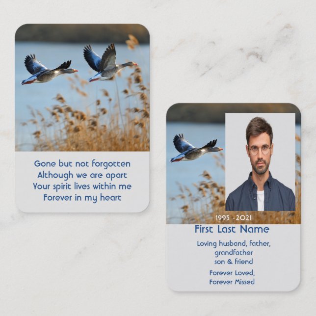 Memorial Photo Prayer Lake Geese Birds Business Card (Front/Back)