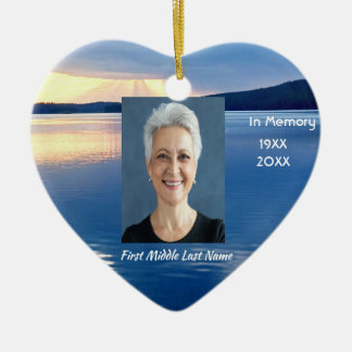 Memorial Photo Prayer Lake Sunrise Nature Ceramic Tree Decoration