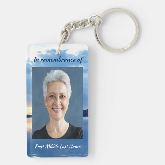 Memorial Photo Prayer Lake Sunrise Nature Key Ring (Back)