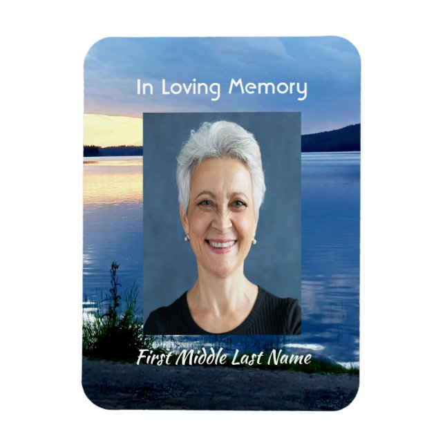 Memorial Photo Prayer Lake Sunrise Nature Magnet (Vertical)