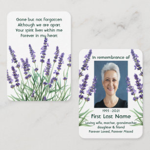 Memorial Photo Prayer Lavender Garden Flower Flora Business Card