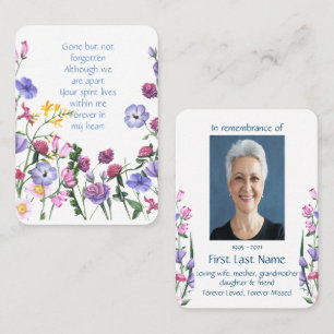 Memorial Photo Prayer Lavender Garden Flowers Business Card