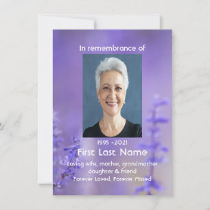 Memorial Photo Prayer Lavender Hummingbird Garden Card