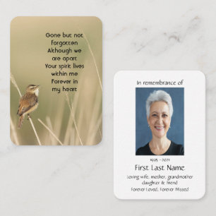 Memorial Photo Prayer Little Bird Garden Nature  Business Card