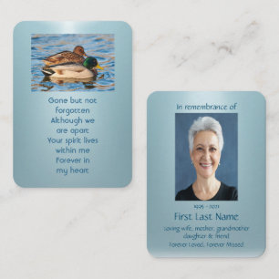 Memorial Photo Prayer Mallard Ducks Bird Business Card