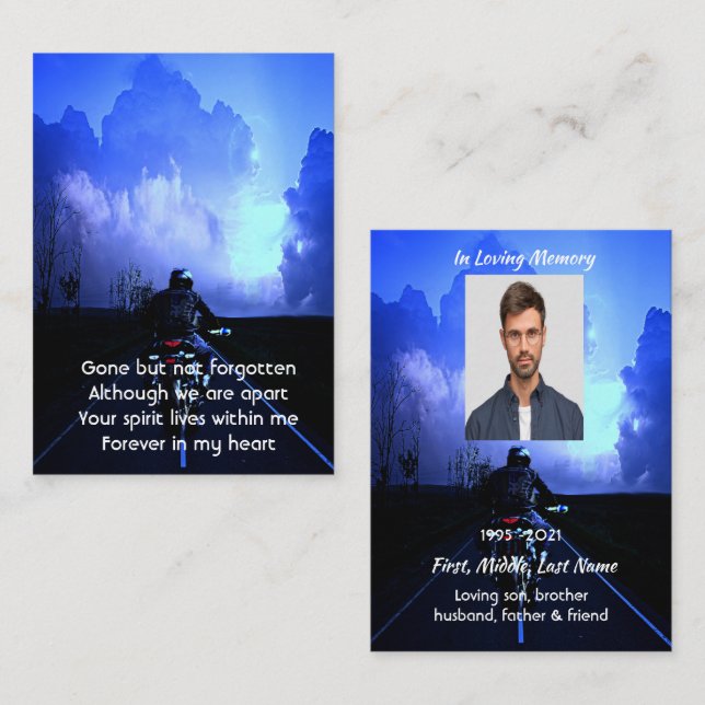 Memorial Photo Prayer Motorcycle Biker  Business Card (Front/Back)