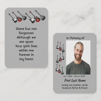 Memorial Photo Prayer Musician Guitar Music Business Card