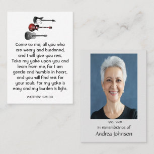 Memorial Photo Prayer Musician Guitar Music  Business Card