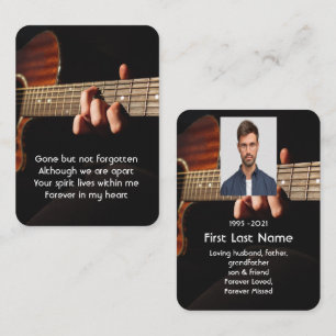 Memorial Photo Prayer Musician Piano Guitar Business Card