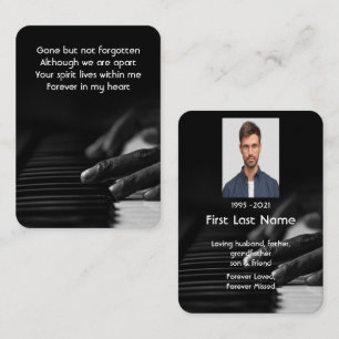 Memorial Photo Prayer Musician Piano Music Business Card