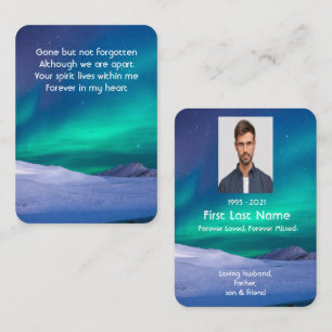 Memorial Photo Prayer northern lights aurora borea Business Card