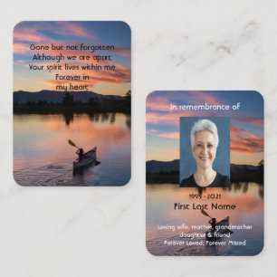 Memorial Photo Prayer Paddling Lake Sunset Water Business Card