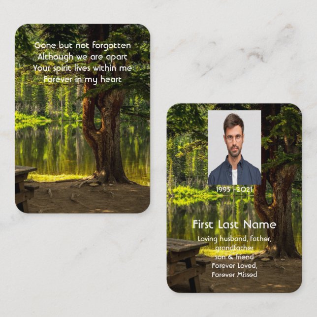 Memorial Photo Prayer Park Scenic Lake Campsite Business Card (Front/Back)
