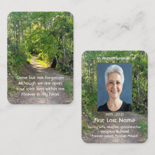 Memorial Photo Prayer Path Trail Forest Trees  Business Card
